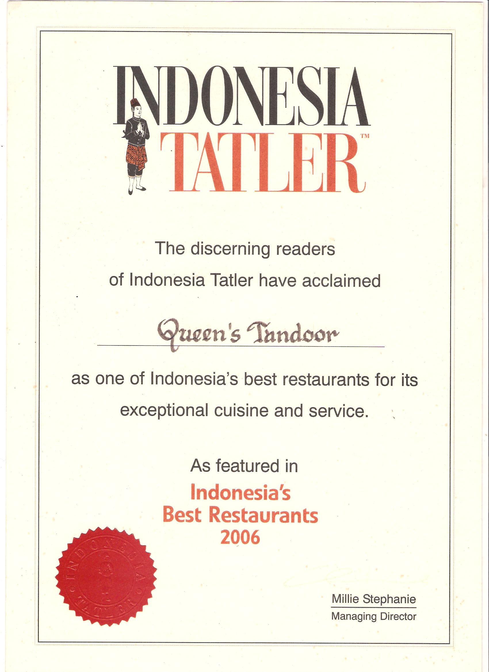 Indonesia Tatler 2006 - Indonesia Best Restaurant